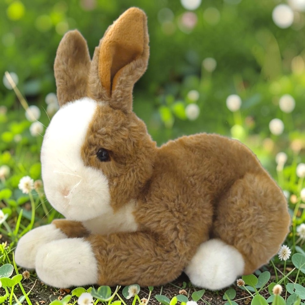 Vintage 2001 TY Large Bunny Rabbit Plush Lying Down Brown White